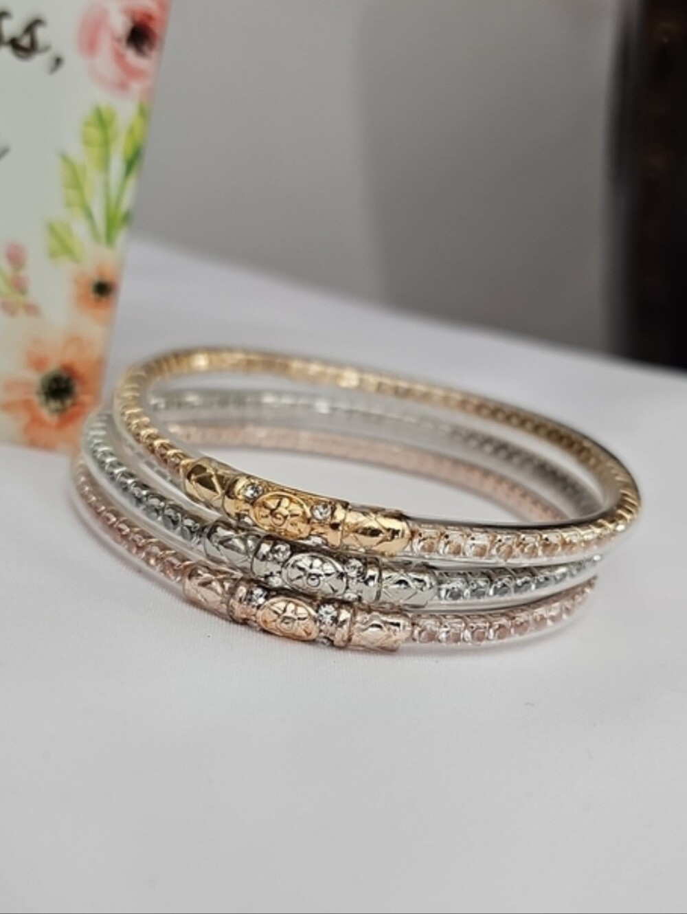 Crystal Jelly Rhinestone Silicone Bangles Womens Bracelets.  (Not Budhagirl)